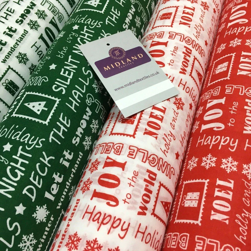 Christmas Xmas Theme Printed cotton Fabric Craft Gift 110 cm MD1292 Mtex