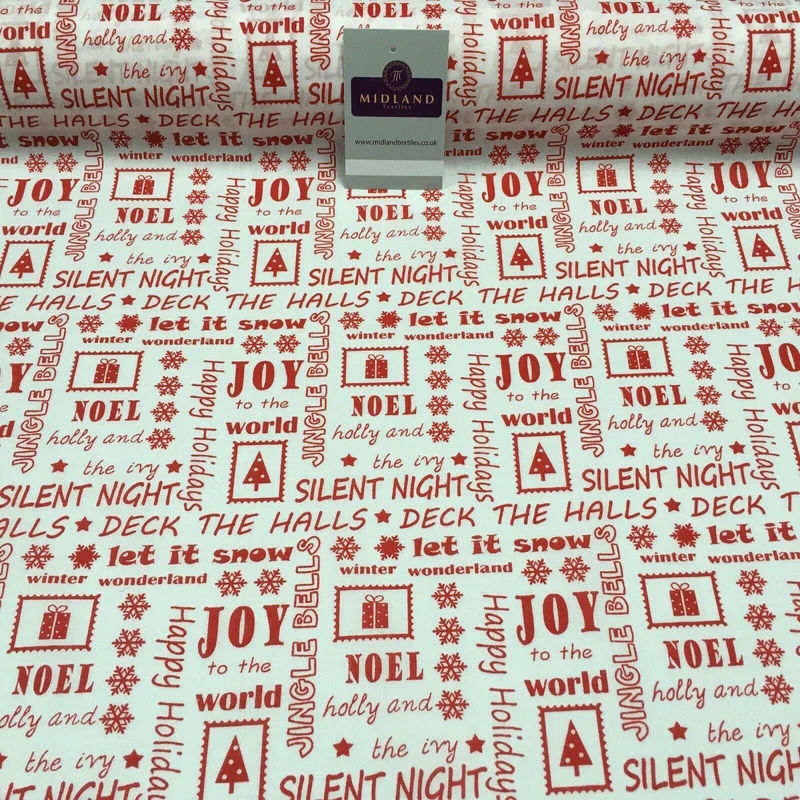 Christmas Xmas Theme Printed cotton Fabric Craft Gift 110 cm MD1292 Mtex