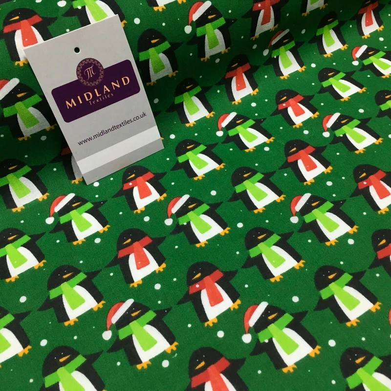 Christmas Penguin Xmas Printed cotton Fabric Craft Gifts 110 cm MD1289 Mtex