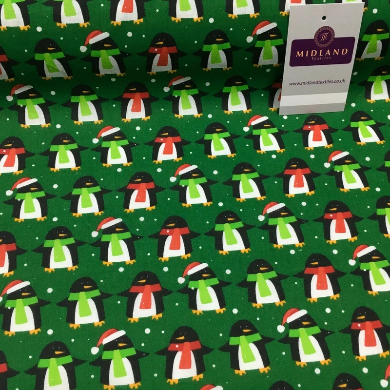 Christmas Penguin Xmas Printed cotton Fabric Craft Gifts 110 cm MD1289 Mtex