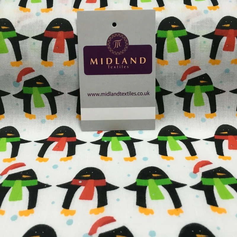 Christmas Penguin Xmas Printed cotton Fabric Craft Gifts 110 cm MD1289 Mtex