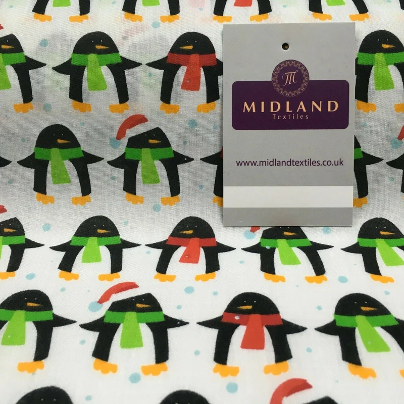 Christmas Penguin Xmas Printed cotton Fabric Craft Gifts 110 cm MD1289 Mtex