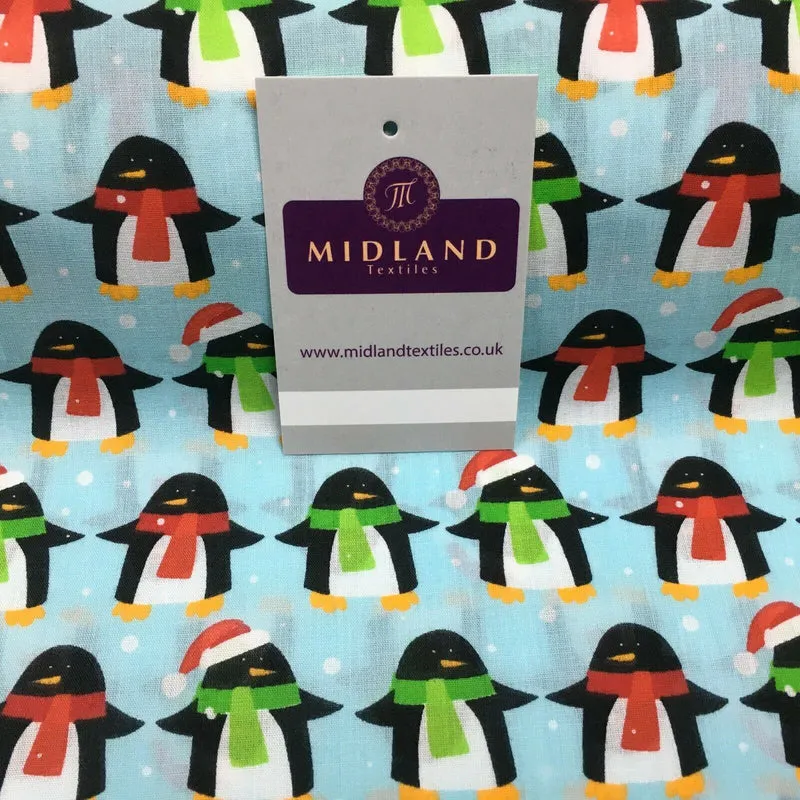 Christmas Penguin Xmas Printed cotton Fabric Craft Gifts 110 cm MD1289 Mtex