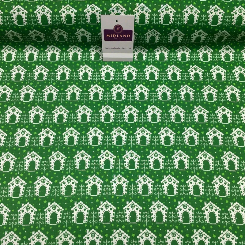 Christmas Bird House Printed Polycotton Fabric Craft Gifts 110 cm MD1287 Mtex