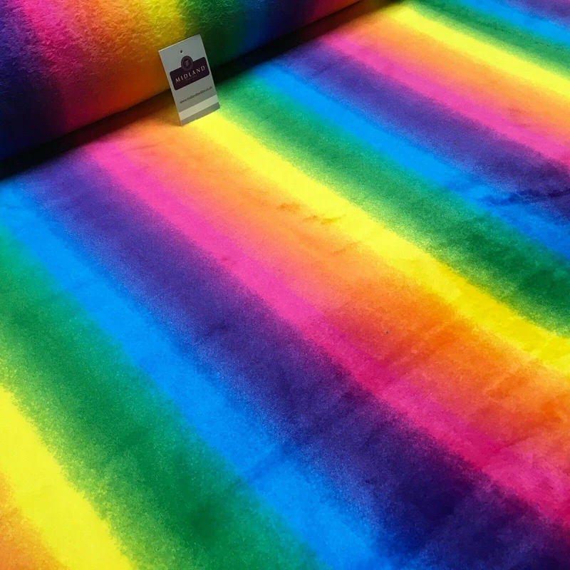 Super soft Rainbow coloured Cuddle Fleece Fabric 150 cm MH1279 Mtex