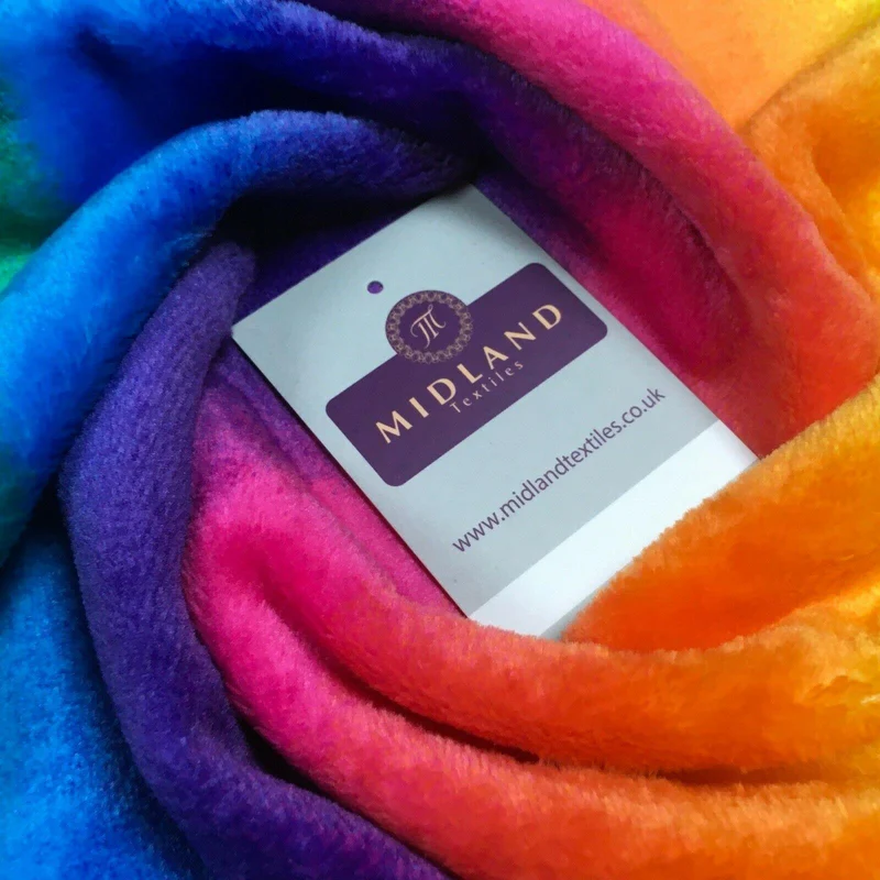 Super soft Rainbow coloured Cuddle Fleece Fabric 150 cm MH1279 Mtex