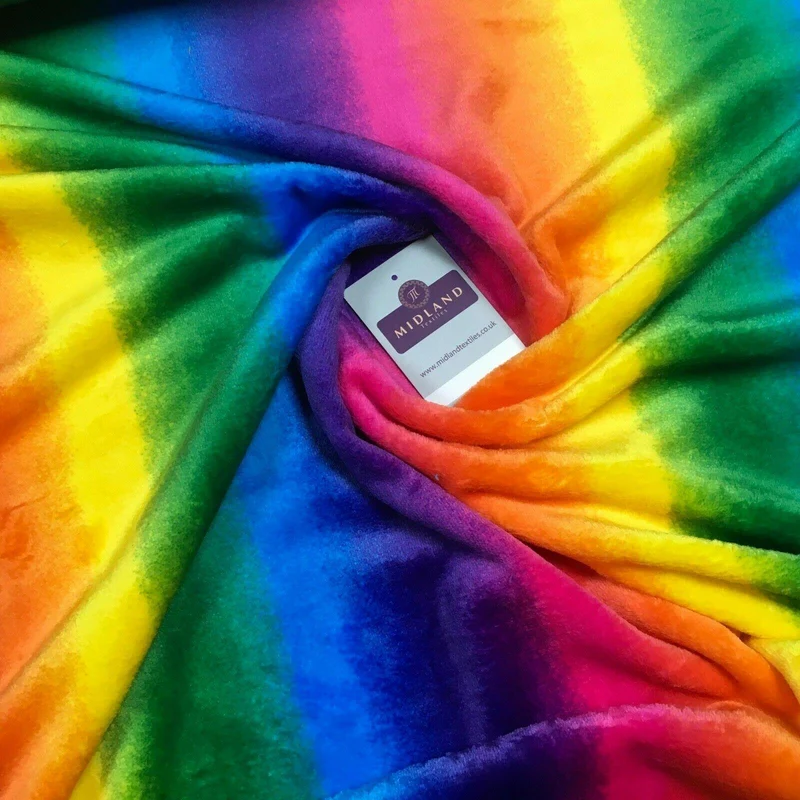 Super soft Rainbow coloured Cuddle Fleece Fabric 150 cm MH1279 Mtex