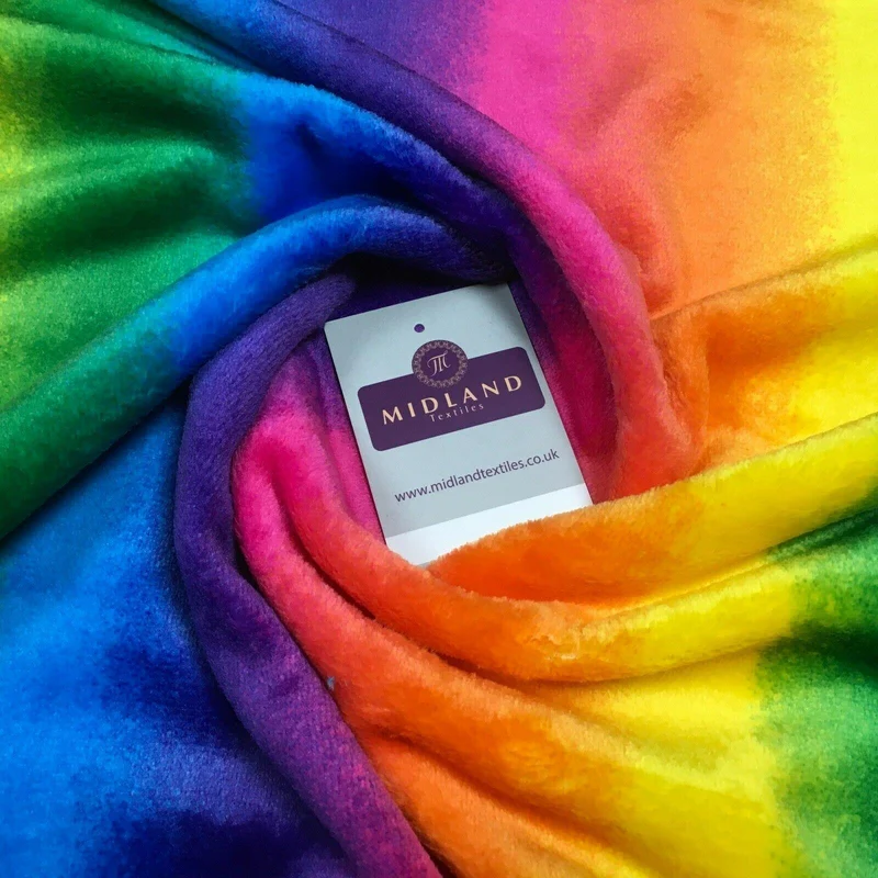 Super soft Rainbow coloured Cuddle Fleece Fabric 150 cm MH1279 Mtex