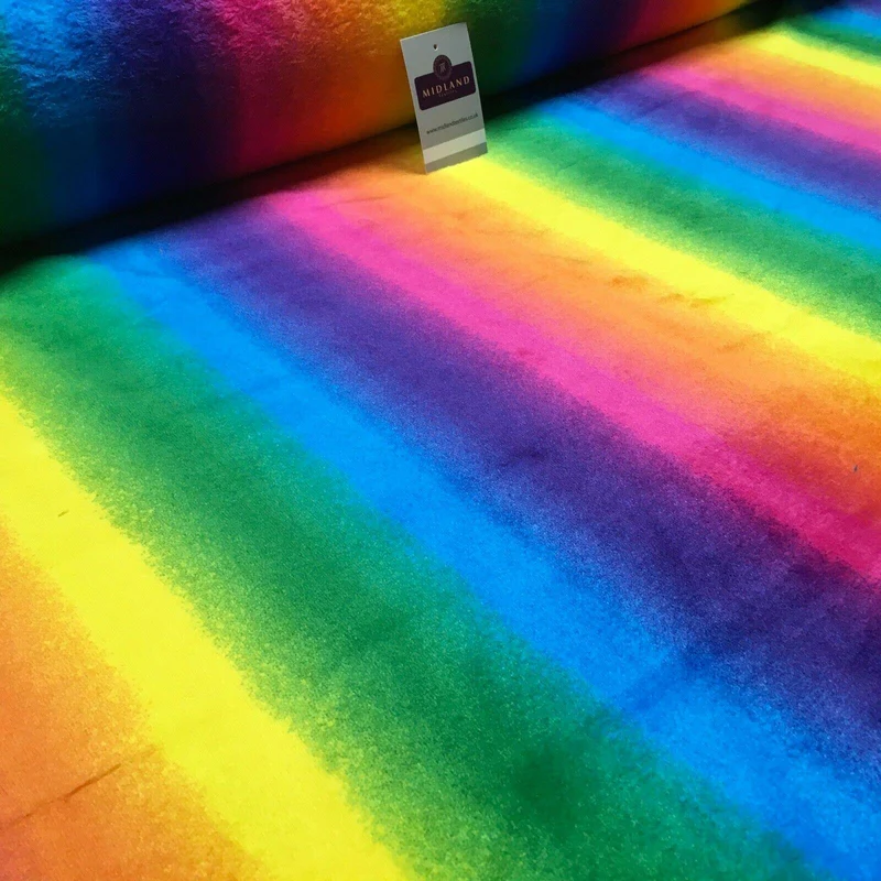 Super soft Rainbow coloured Cuddle Fleece Fabric 150 cm MH1279 Mtex