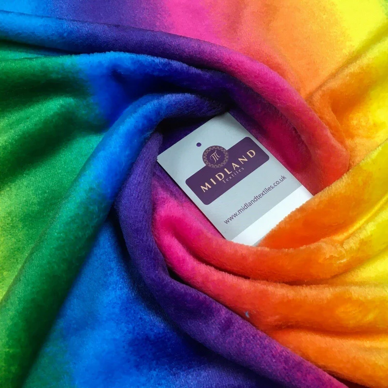 Super soft Rainbow coloured Cuddle Fleece Fabric 150 cm MH1279 Mtex