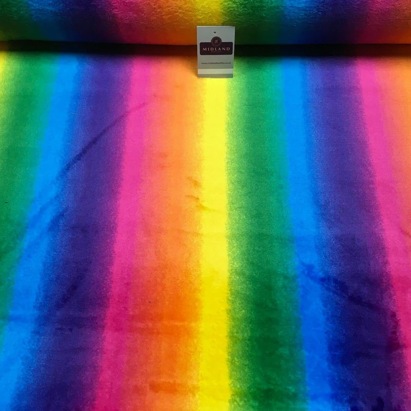 Super soft Rainbow coloured Cuddle Fleece Fabric 150 cm MH1279 Mtex