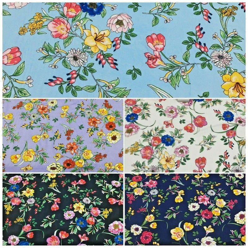 Floral Printed Rayon Viscose Poplin dress Fabric 150 cm MA1255 Mtex