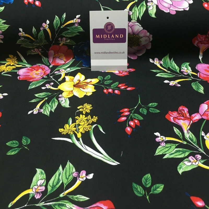 Floral Printed Rayon Viscose Poplin dress Fabric 150 cm MA1255 Mtex
