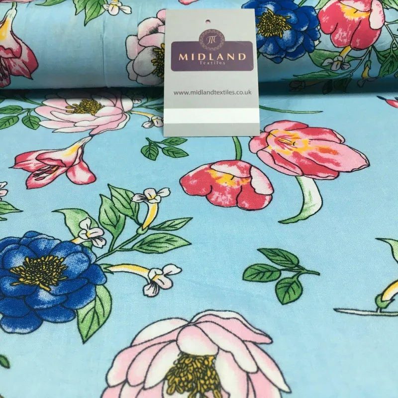 Floral Printed Rayon Viscose Poplin dress Fabric 150 cm MA1255 Mtex