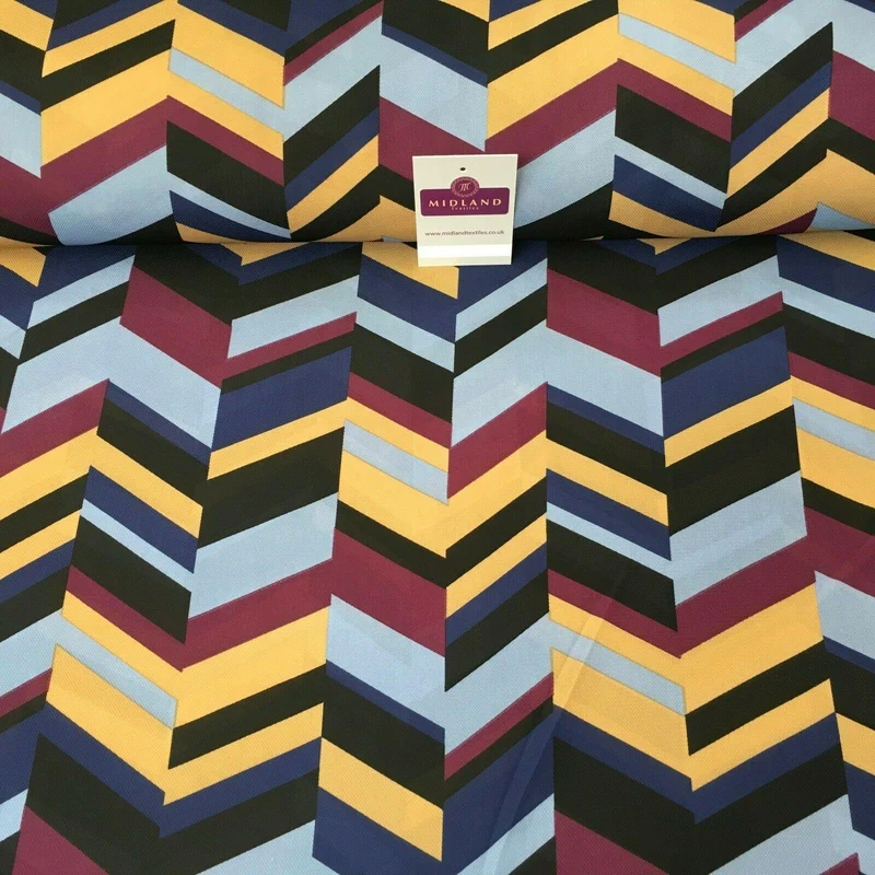 Blue & Plum Geometric soft Georgette twist voile Dress Fabric 147cm MK1185-4