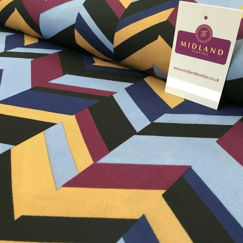 Blue & Plum Geometric soft Georgette twist voile Dress Fabric 147cm MK1185-4