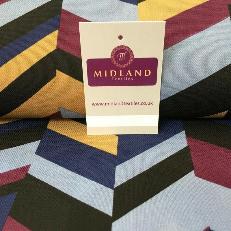 Blue & Plum Geometric soft Georgette twist voile Dress Fabric 147cm MK1185-4