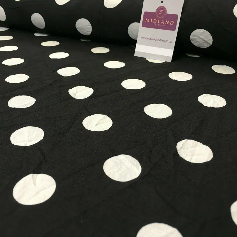 Black Ivory Spot Dot Linen Effect Georgette Crepe Dress Fabric 147cm MK1184-14