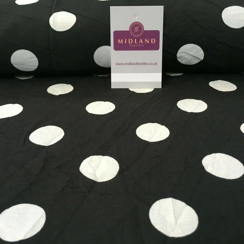 Black Ivory Spot Dot Linen Effect Georgette Crepe Dress Fabric 147cm MK1184-14
