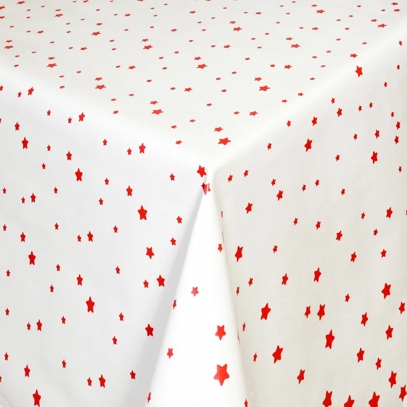 Wachstuch Tischdecke 01393-02 rote Sterne auf weiss Weihnachten Advent eckig rund oval