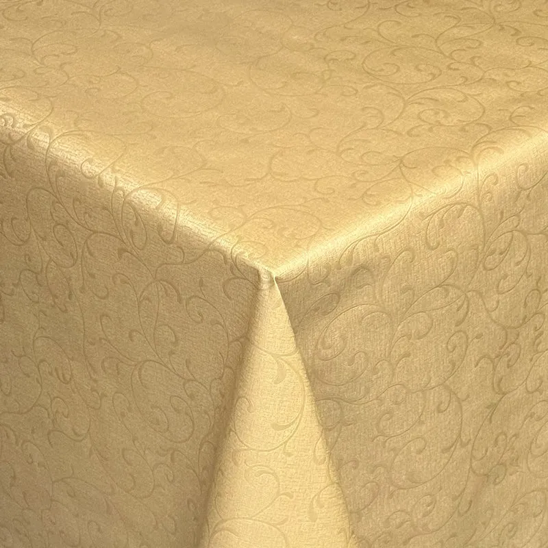 Wachstuch Tischdecke Damast geprägt 03038-10 gold Elegant floral eckig rund oval