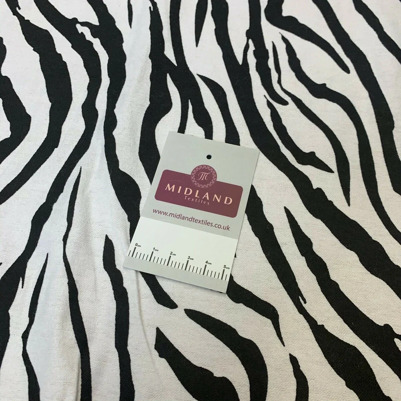 Black white zebra Cotton Wynciette Soft Brushed Fabric 110 cm Wide MK1227-9