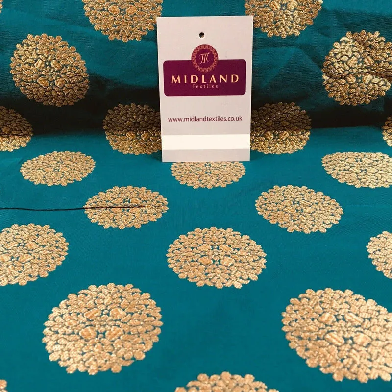 Indian Gold Floral Banarsi Brocade Waistcoat fabric 125cm Wide MN1098 Mtex