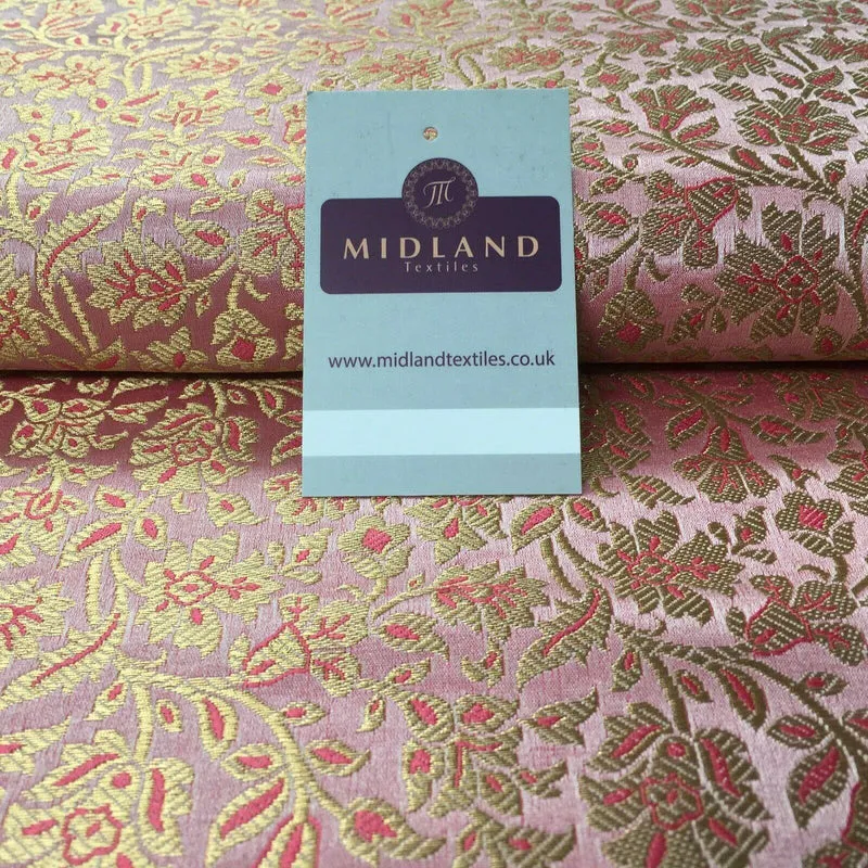 Indian Floral Banarsi Brocade Faux Silk fabric 111cm Wide MP1129 Mtex