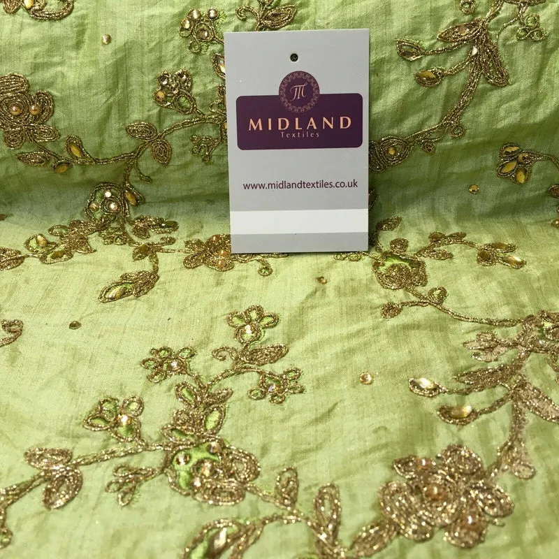 Floral Embellished Faux Silk dress Fabric 100cm wide MR1107 Mtex