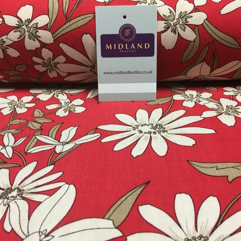 Floral Printed Rayon Viscose Poplin dress Fabric 150 cm MA1252 Mtex