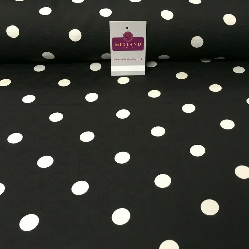 Black & Ivory Spot Linen Effect Georgette Crepe Dress Fabric 147 cm MK1184-8
