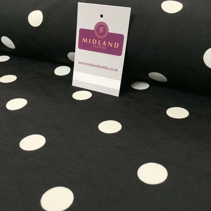 Black & Ivory Spot Linen Effect Georgette Crepe Dress Fabric 147 cm MK1184-8