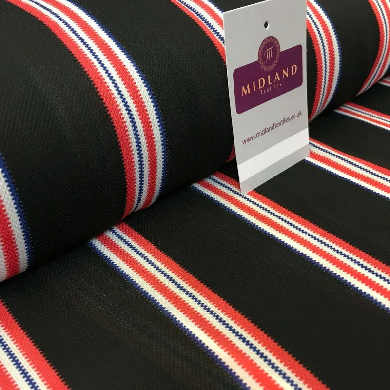 Black & Coral Stripped soft Georgette twist voile Dress Fabric 147cm MK1185-8