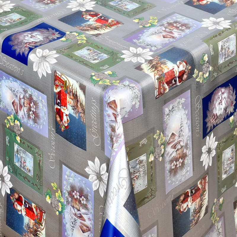 Wachstuch Rolle Weihnachten 01388-03 Weihnachtsmann silber Rollenware