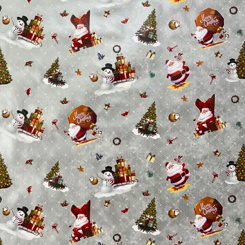 Wachstuch Rolle Weihnachten 01334-04 Weihnachtsmann silber Rollenware