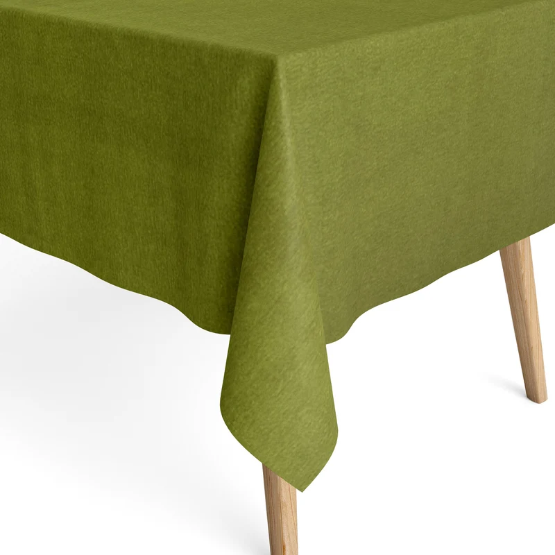 Jacquard Tischdecke aus beschichteter Baumwolle mit Fleckenschutz einfarbig unifarben grün olivgrün eckig rund oval
