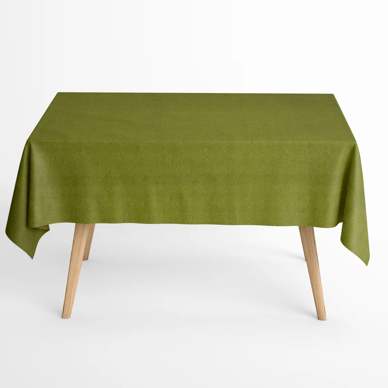 Jacquard Tischdecke aus beschichteter Baumwolle mit Fleckenschutz einfarbig unifarben grün olivgrün eckig rund oval