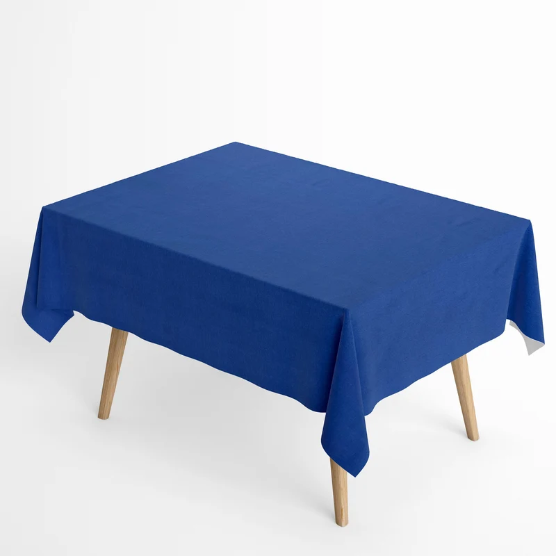 Jacquard Tischdecke aus beschichteter Baumwolle mit Fleckenschutz einfarbig unifarben blau eckig rund oval