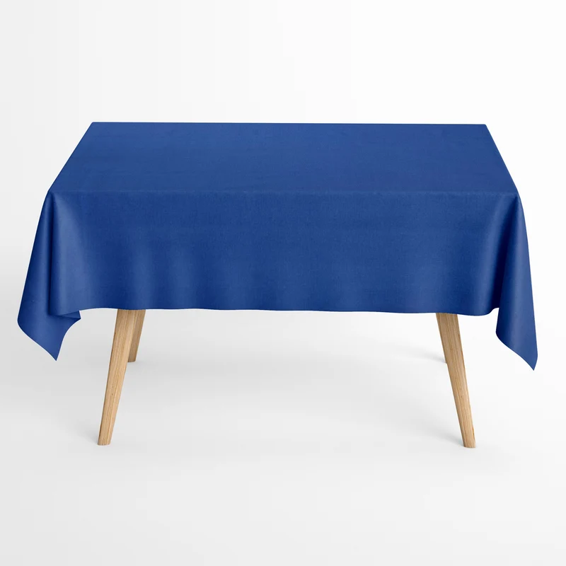 Jacquard Tischdecke aus beschichteter Baumwolle mit Fleckenschutz einfarbig unifarben blau eckig rund oval