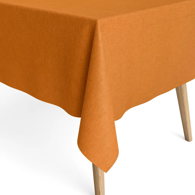 Jacquard Tischdecke aus beschichteter Baumwolle mit Fleckenschutz einfarbig unifarben orange eckig rund oval