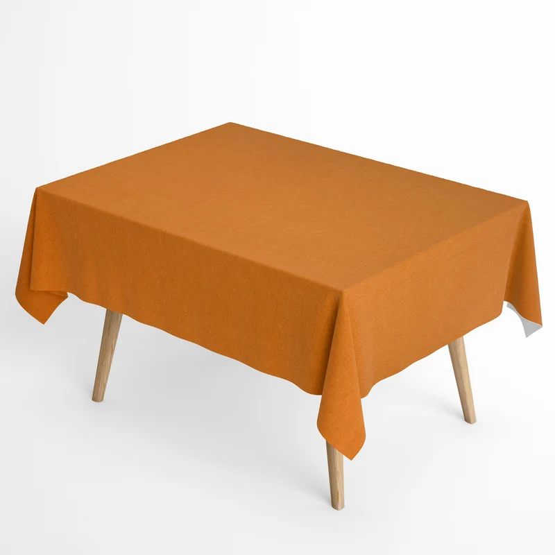 Jacquard Tischdecke aus beschichteter Baumwolle mit Fleckenschutz einfarbig unifarben orange eckig rund oval