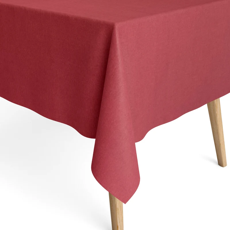 Jacquard Tischdecke aus beschichteter Baumwolle mit Fleckenschutz einfarbig unifarben bordeaux rot eckig rund oval