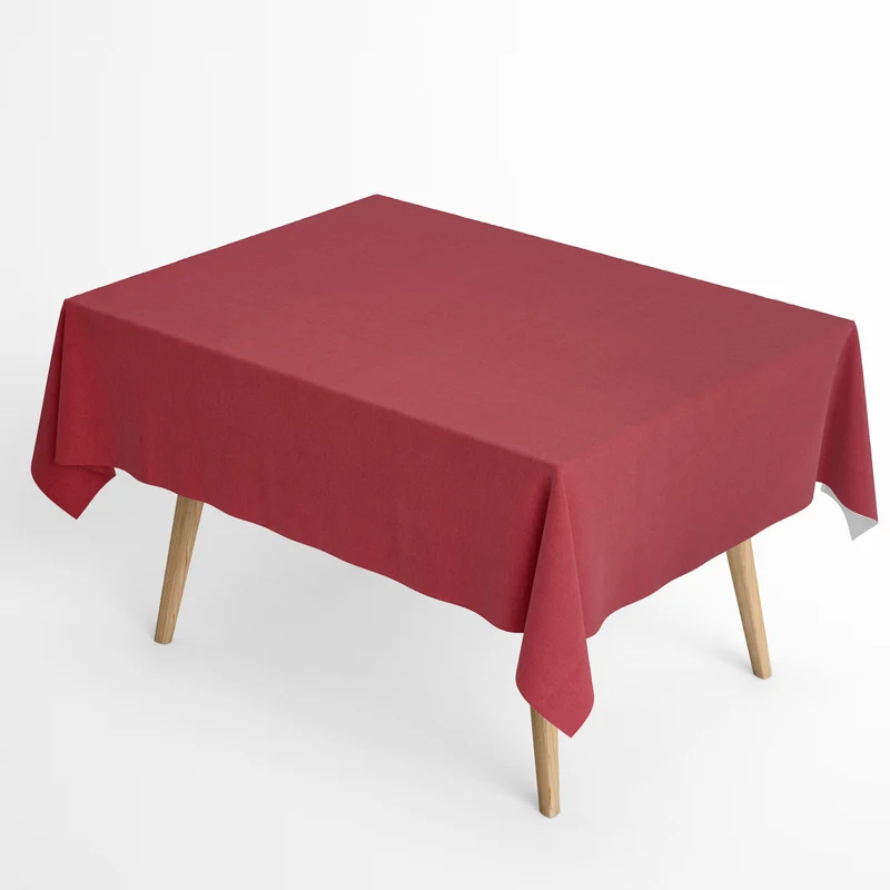 Jacquard Tischdecke aus beschichteter Baumwolle mit Fleckenschutz einfarbig unifarben bordeaux rot eckig rund oval