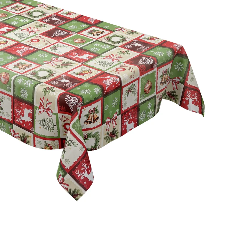 Wachstuch Tischdecke P1230-1 Merry Christmas Weihnachten Rentier Schneeflocken eckig rund oval