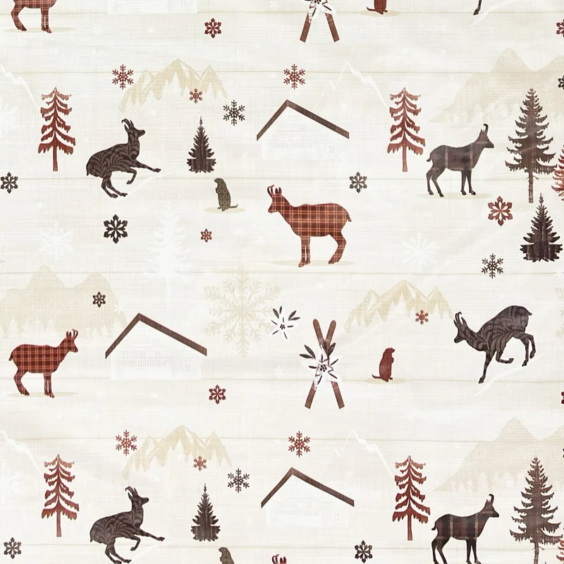 Wachstuch Tischdecke C142151 Weihnachten Rentier Schneeflocken Winter eckig rund oval
