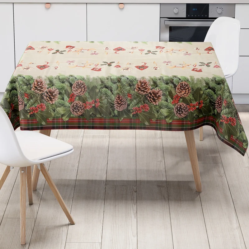 Wachstuch Tischdecke K19A Weihnachten Advent Tannenzapfen eckig rund oval