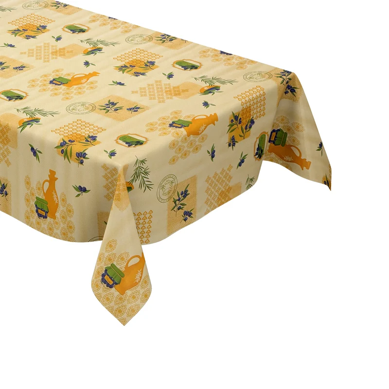 Wachstuch Tischdecke P8243-1 orange mediterran Oliven eckig rund oval