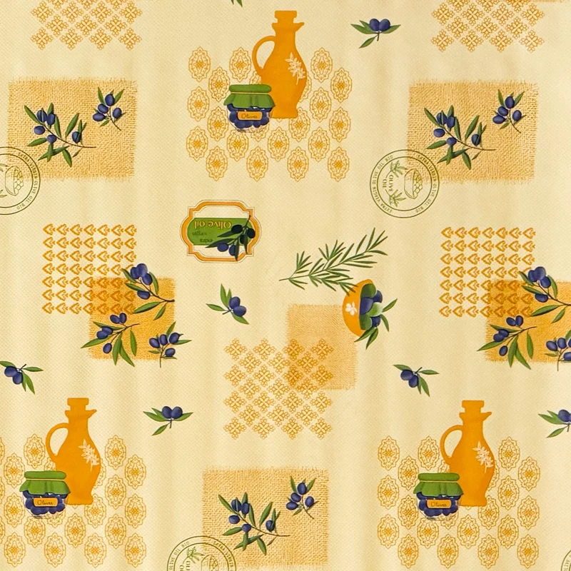 Wachstuch Tischdecke P8243-1 orange mediterran Oliven eckig rund oval