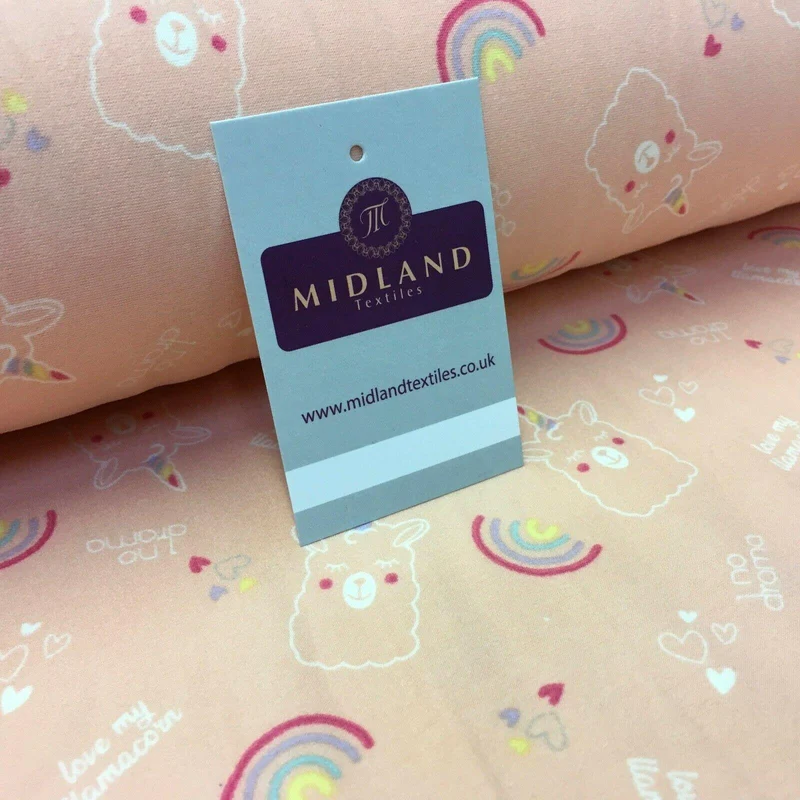 Peach doodle Rainbow Printed Brushed Jersey Dress fabric 150cm Wide MK1106-2