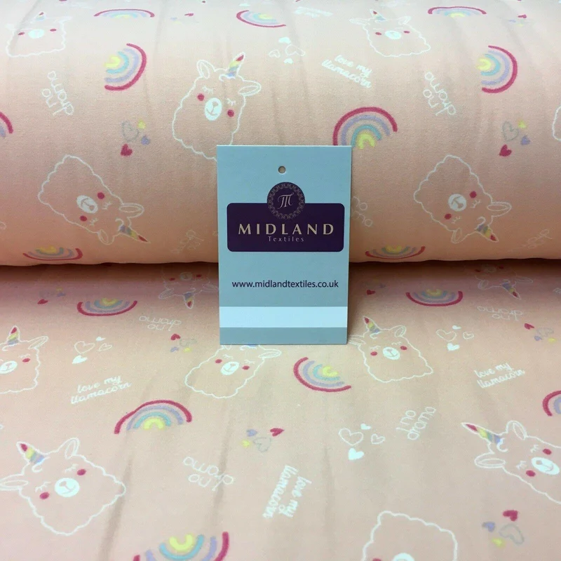 Peach doodle Rainbow Printed Brushed Jersey Dress fabric 150cm Wide MK1106-2